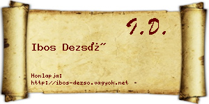 Ibos Dezső névjegykártya